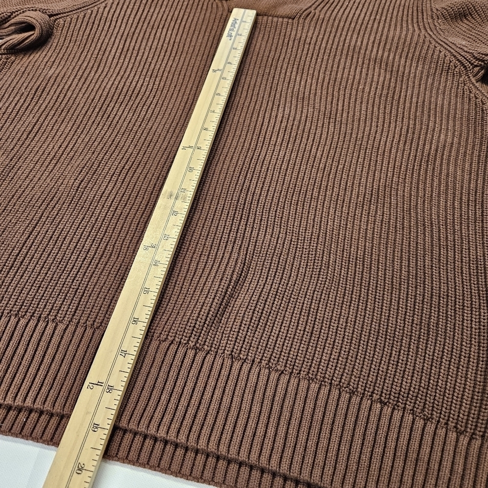 Duluth Men Large High Neck Infantry Sweater Brown Shawl Thick Cotton Knit - Picture 3 of 6